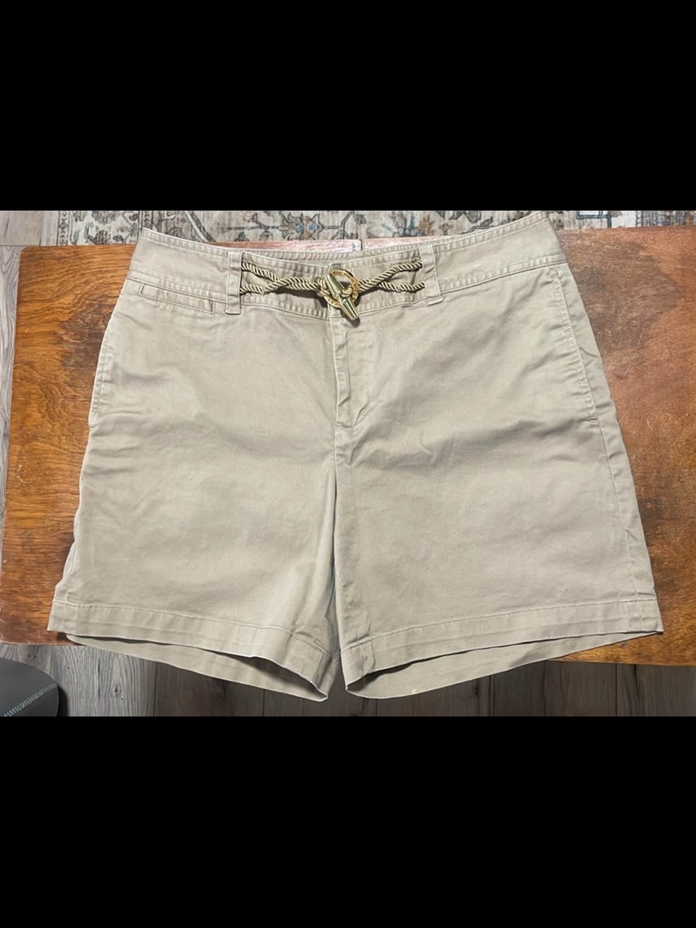 Ralph Lauren Beige Cotton Chino Bermuda Shorts with Rope Belt